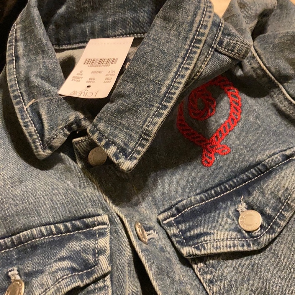 J Crew NWT Mercantile Cropped Embroidered Jacket - Picture 7 of 7